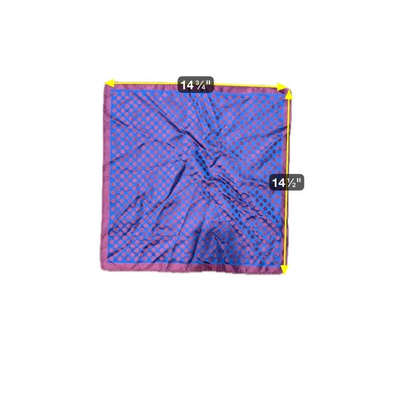 Silk Polka Dot Square Scarf Blue Burgundy Lightweight Shawl Neck Wrap Retro - Picture 5 of 7
